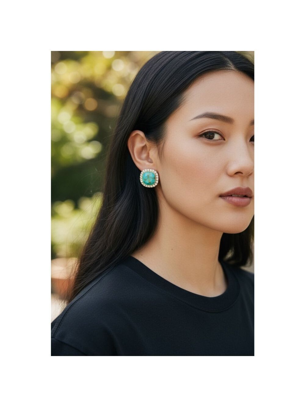 Turquoise Gold Stud Earrings NWOT